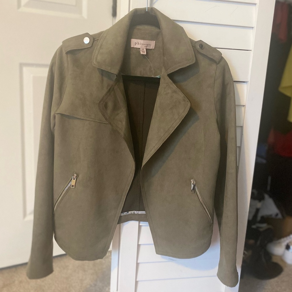 Suede Moto Jacket Army Green